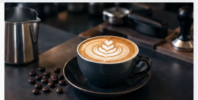 Realistic image of a specialty coffee cup and coffee beans for coffee knowledge training