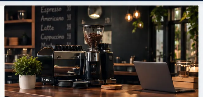Realistic image of a café interior for café management and operations training